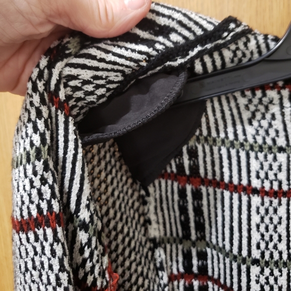 christopher & banks, open front fringe black & white cardigan sweater, XL - Picture 8 of 16